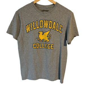 DISNEY PIXAR ONWARD WILLOWDALE COLLEGE Movie T-Shirt Men's Gray Yellow Medium